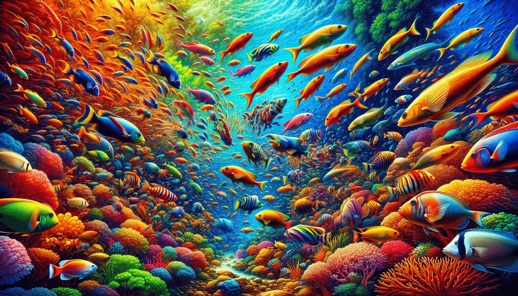 Colorful school of fish